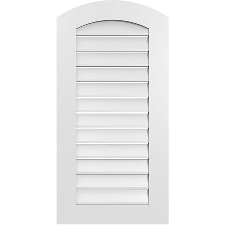 Ekena Millwork Arch Top Surface Mount PVC Gable Vent: Non-Functional, w/ 3-1/2"W x 1"P Standard Frame, 20"W x 38"H GVPAR20X3801SN